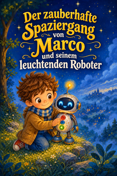 Der zauberhafte Spaziergang von Marco und seinem leuchtenden Roboter