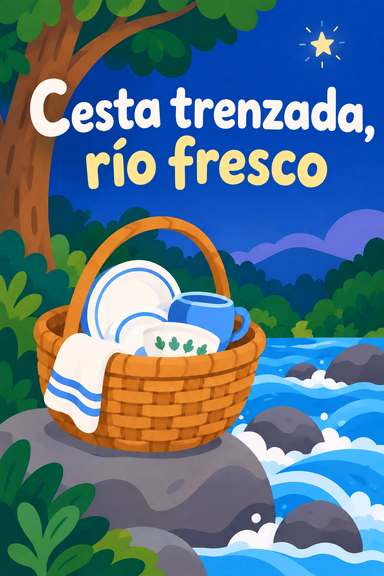 Cesta trenzada, río fresco
