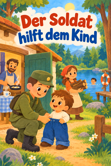 Der Soldat hilft dem Kind