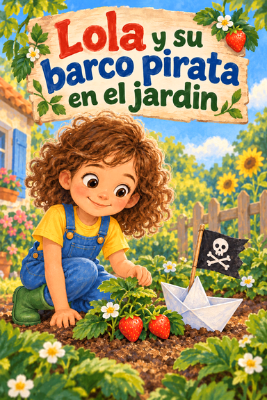 Lola y su barco pirata en el jardín