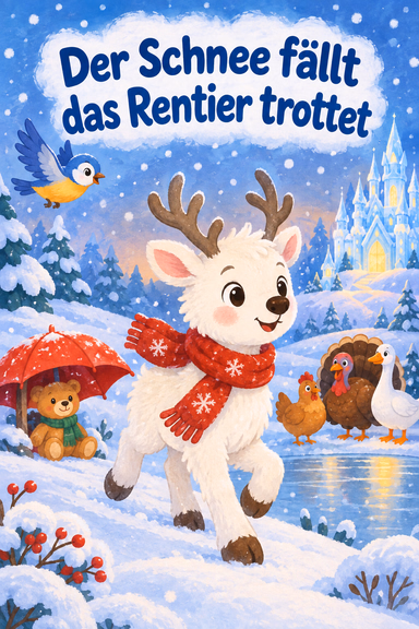 Der Schnee fällt das Rentier trottet