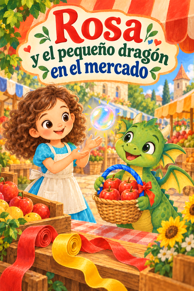 Rosa y el pequeño dragón en el mercado
