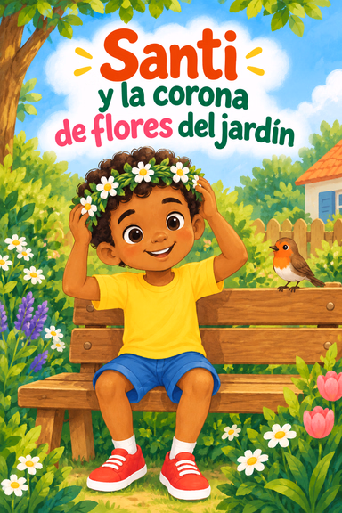 Santi y la corona de flores del jardín