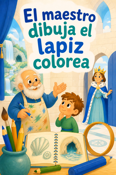 El maestro dibuja el lapiz colorea
