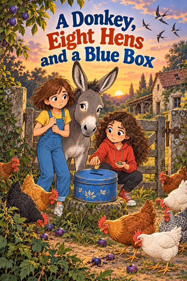 A Donkey, Eight Hens and a Blue Box