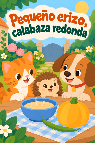 Pequeño erizo, calabaza redonda