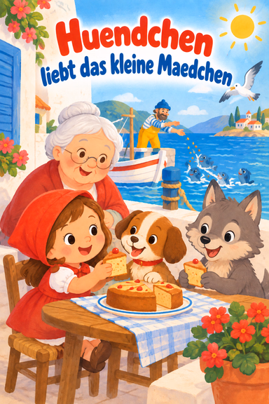 Huendchen liebt das kleine Maedchen