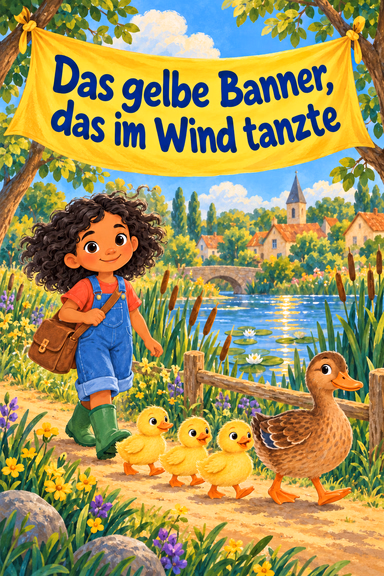 Das gelbe Banner, das im Wind tanzte