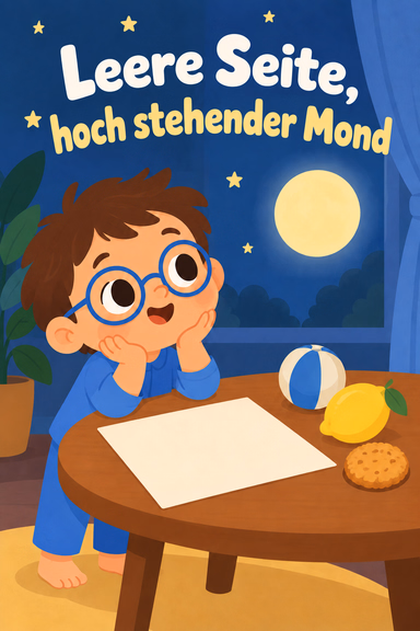 Leere Seite, hoch stehender Mond