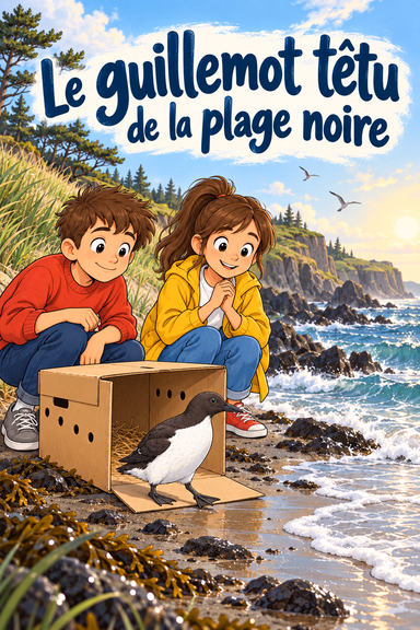 Le guillemot têtu de la plage noire