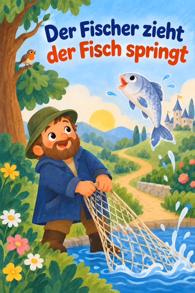 Der Fischer zieht der Fisch springt