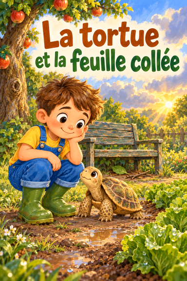 La tortue et la feuille collée