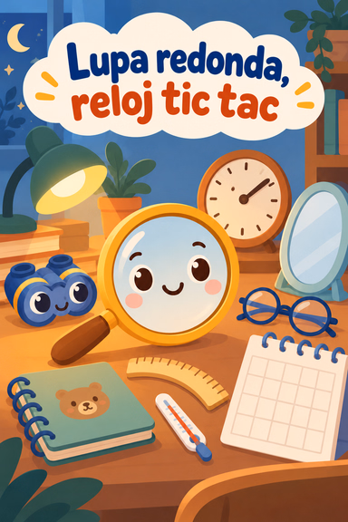 Lupa redonda, reloj tic tac