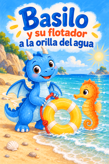 Basilio y su flotador a la orilla del agua