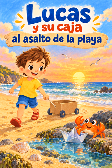 Lucas y su caja al asalto de la playa