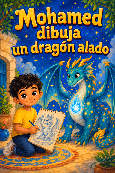 Mohamed dibuja un dragón alado
