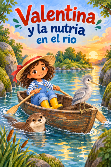 Valentina y la nutria en el rio