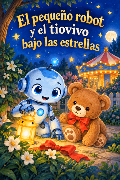 El pequeño robot y el tiovivo bajo las estrellas