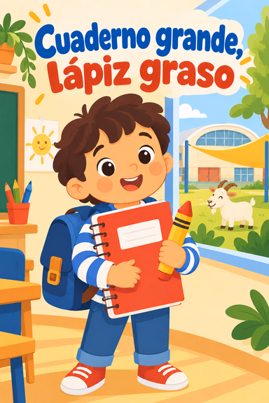 Cuaderno grande, lápiz graso