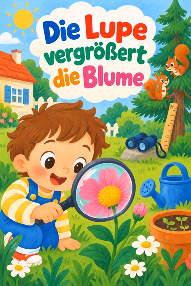 Die Lupe vergrößert die Blume