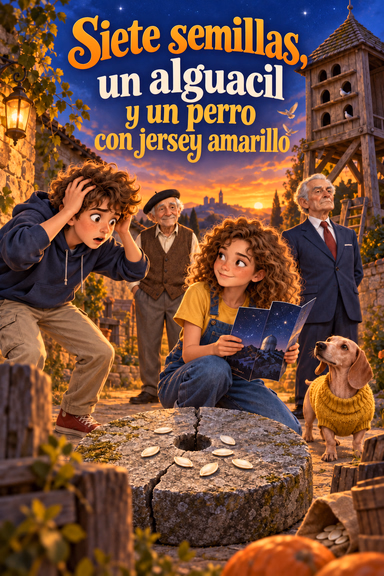 Siete semillas, un alguacil y un perro con jersey amarillo
