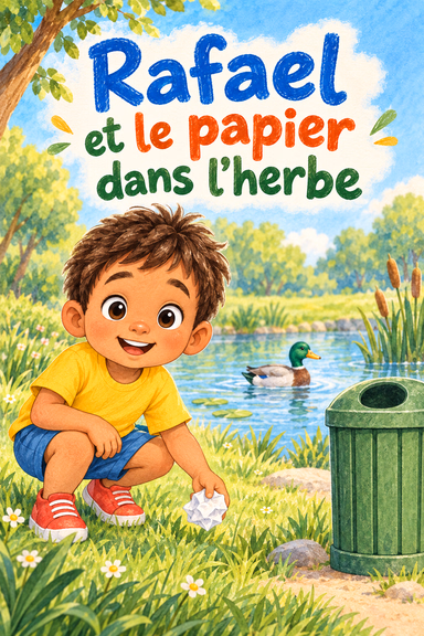 Rafael et le papier dans l’herbe