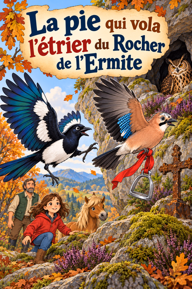 La pie qui vola l'étrier du Rocher de l'Ermite
