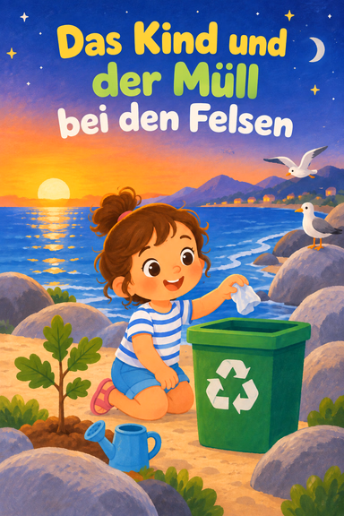 Das Kind und der Müll bei den Felsen