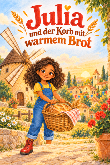 Julia und der Korb mit warmem Brot