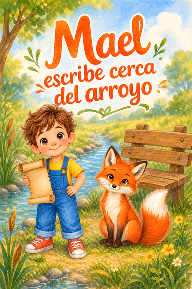 Mael escribe cerca del arroyo