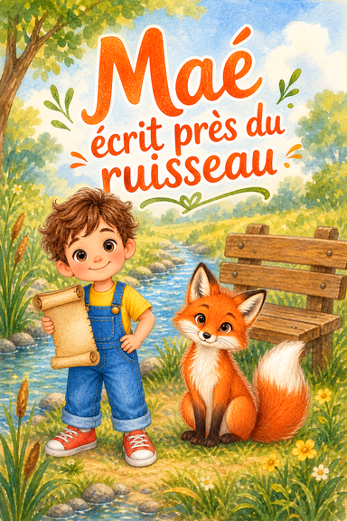 Maé écrit près du ruisseau