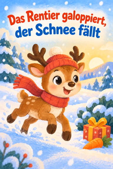 Das Rentier galoppiert, der Schnee fällt