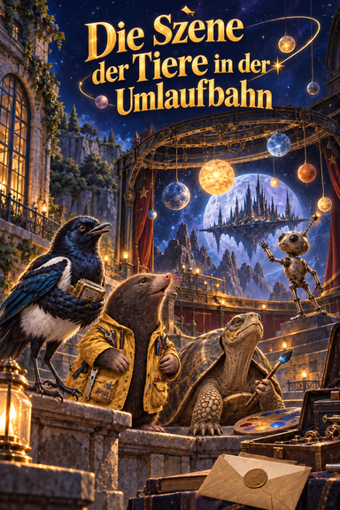 Die Szene der Tiere in der Umlaufbahn