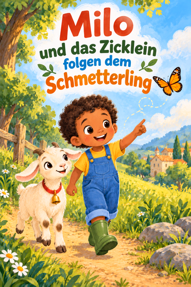 Milo und das Zicklein folgen dem Schmetterling