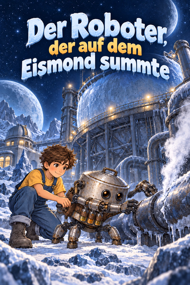 Der Roboter, der auf dem Eismond summte