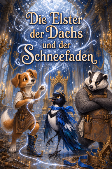 Die Elster der Dachs und der Schneefaden