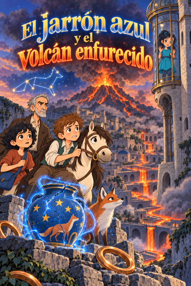 El jarrón azul y el volcán enfurecido