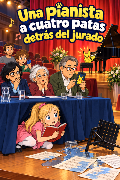 Una pianista a cuatro patas detrás del jurado