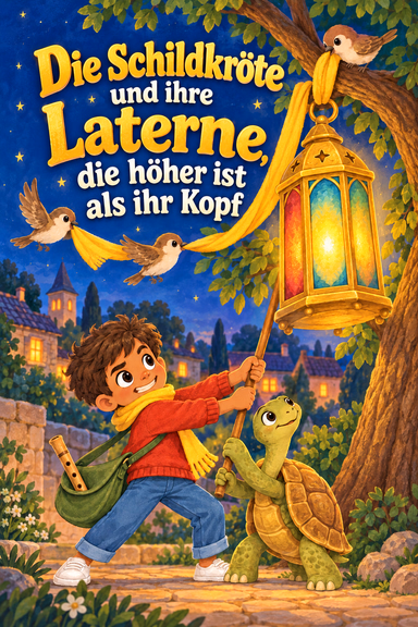 Die Schildkröte und ihre Laterne, die höher ist als ihr Kopf