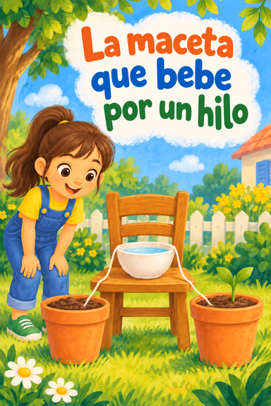 La maceta que bebe por un hilo