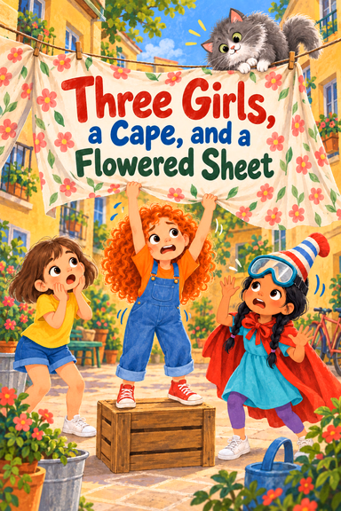 Three Girls, a Cape, and a Flowered Sheet