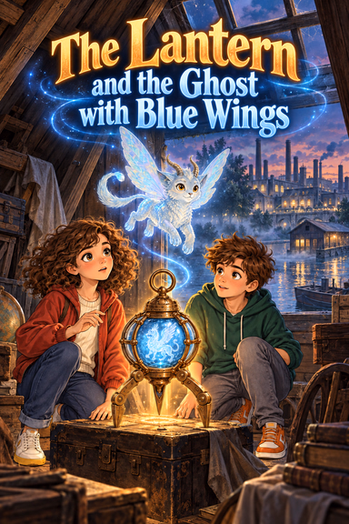The Lantern and the Ghost with Blue Wings