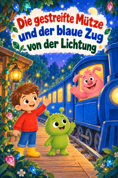 Die gestreifte Mütze und der blaue Zug von der Lichtung